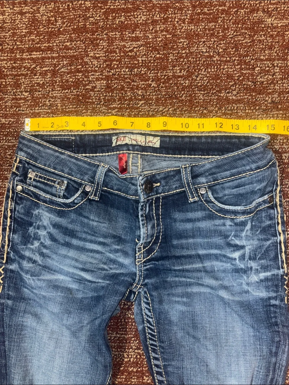 BKE Stella skinny dark wash embroidered pocket western distressed denim 27 - Picture 11 of 13